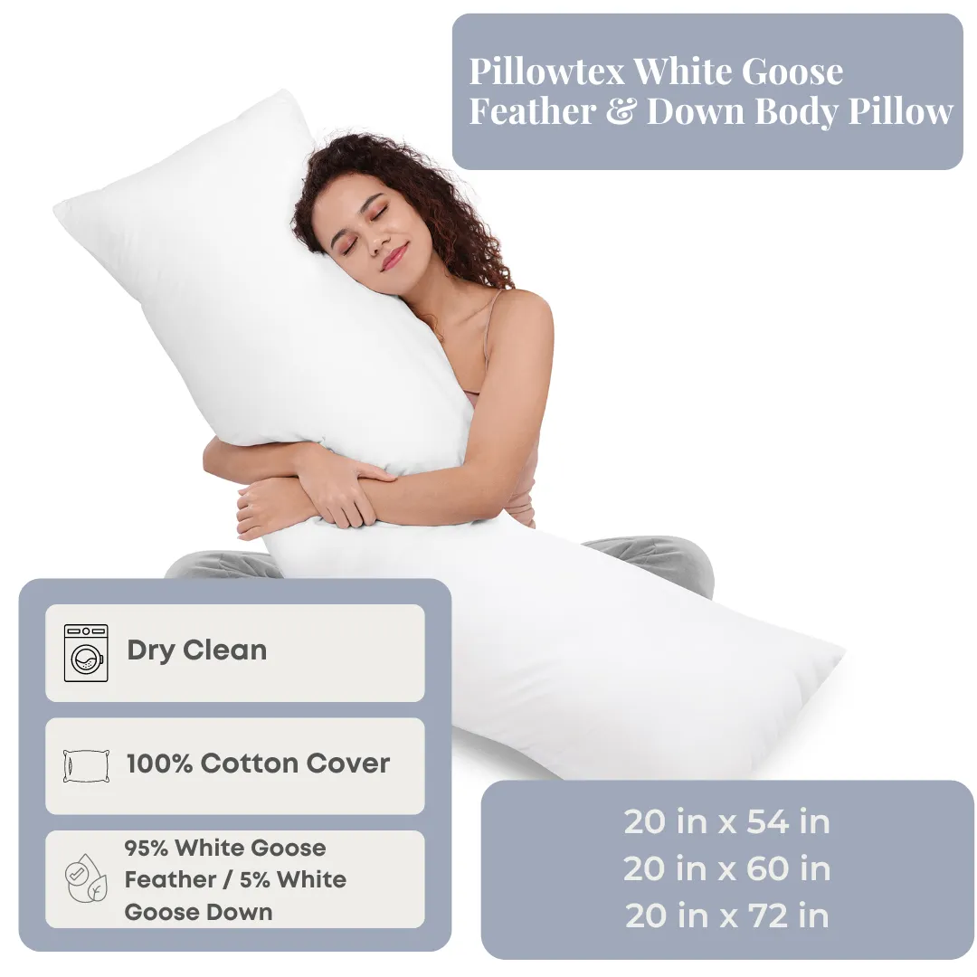 Pillowtex White Goose Feather and Down Body Pillow