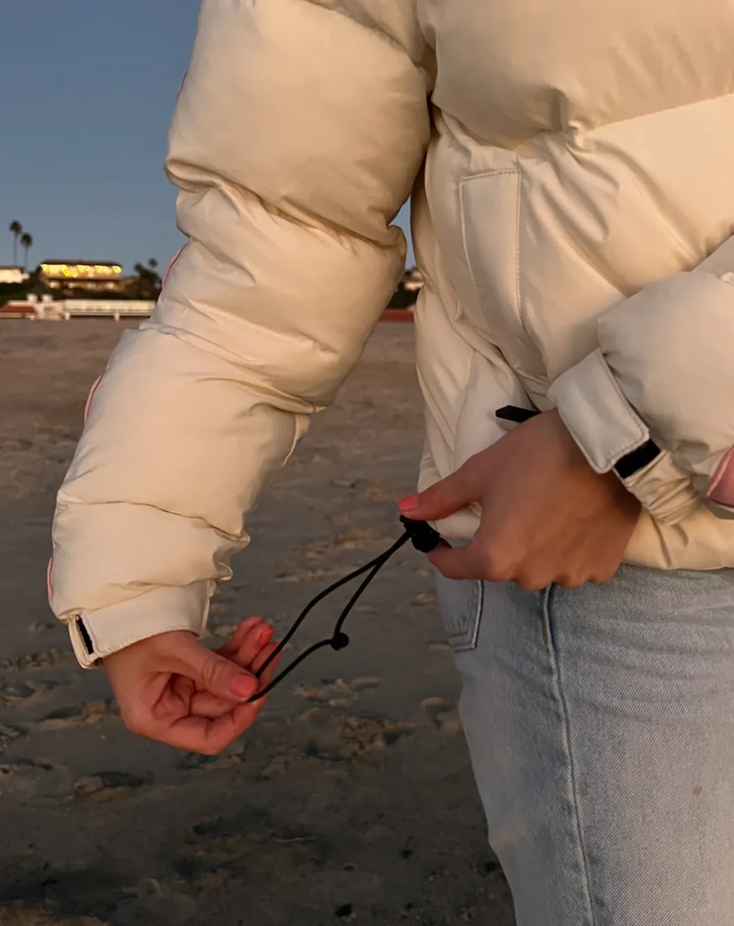 "Heart on My Sleeve" Puffer Jacket in Cream