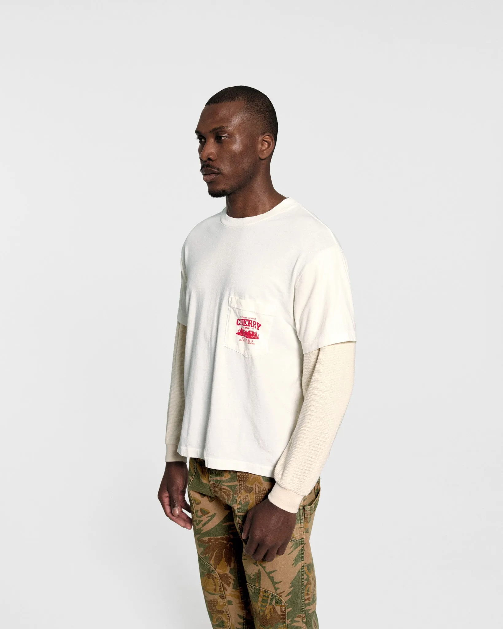 River Run Boxy Pocket Thermal L/S (Vintage White)