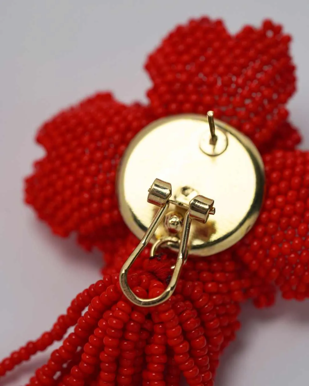 Scarlet Flower Tassel Earrings