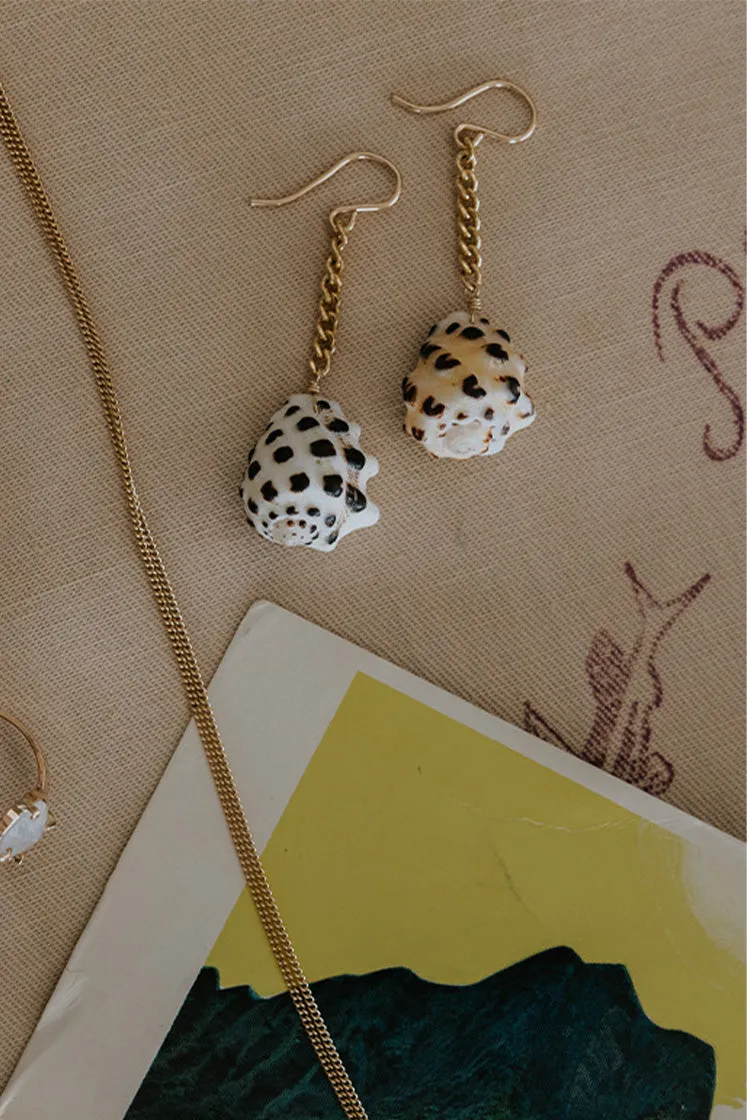 Shell Drop Chain Earrings - Drupe Shell