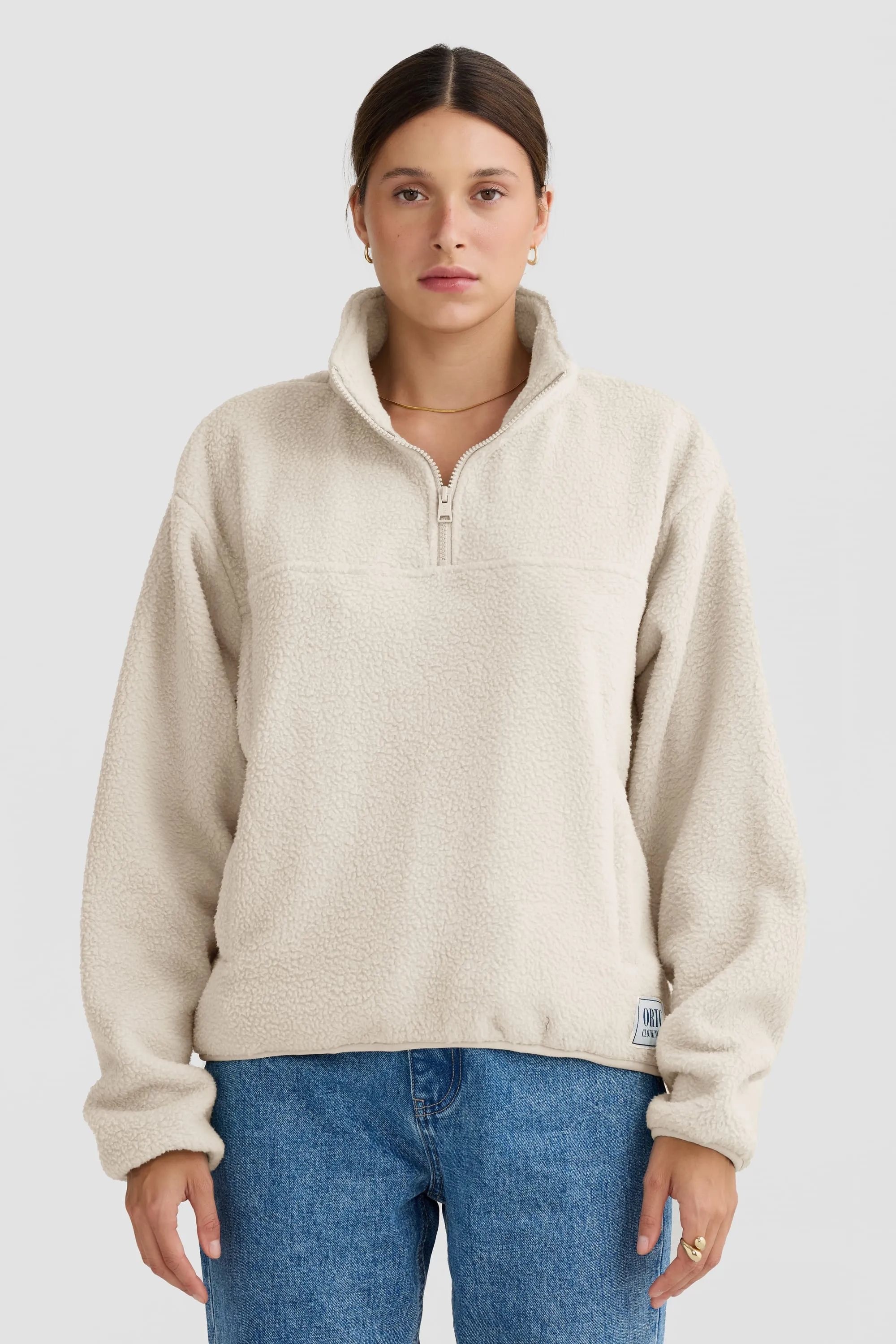 Sherpa Fleece Quarter Zip Natural