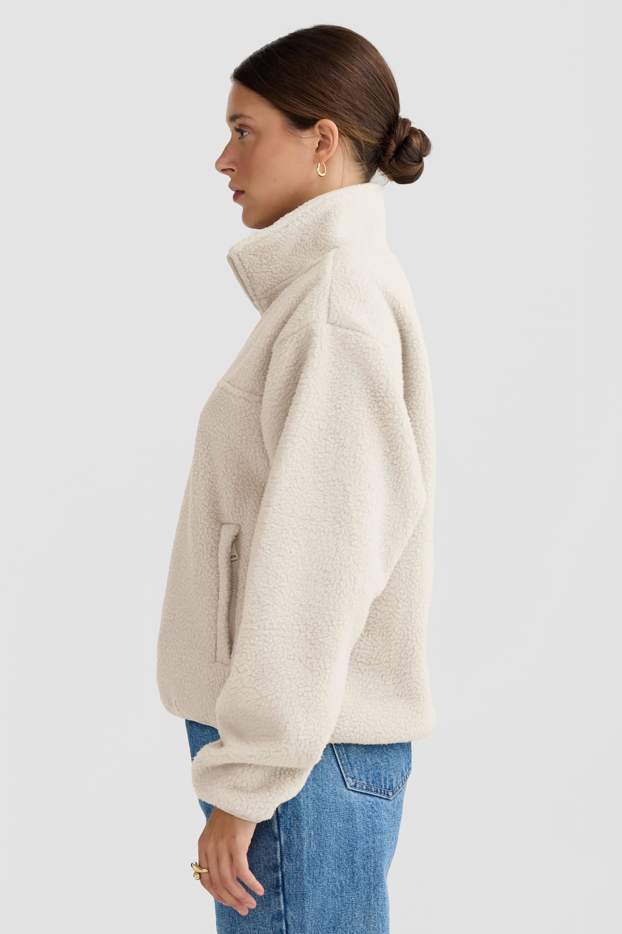 Sherpa Fleece Quarter Zip Natural