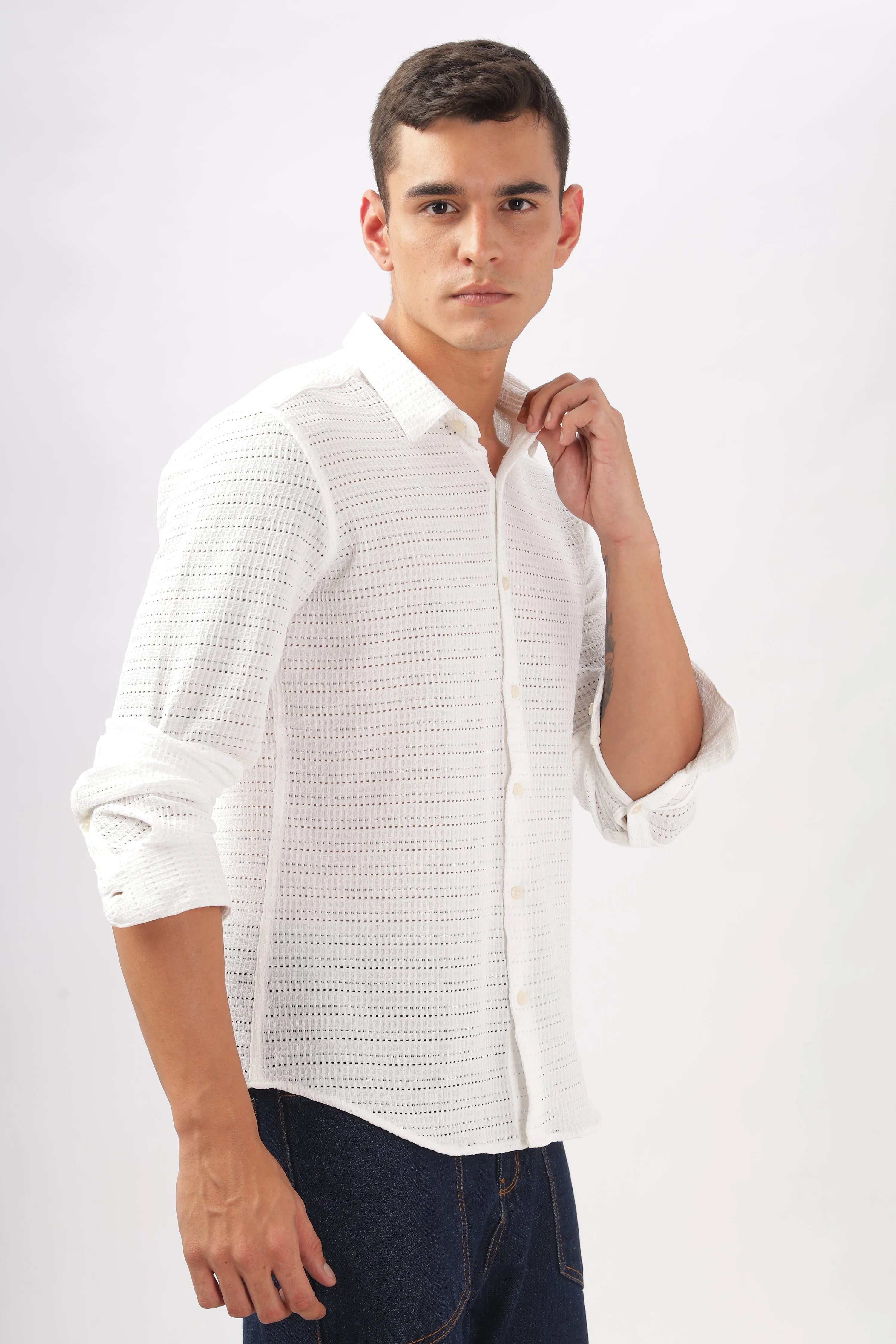 Textured White Shirt