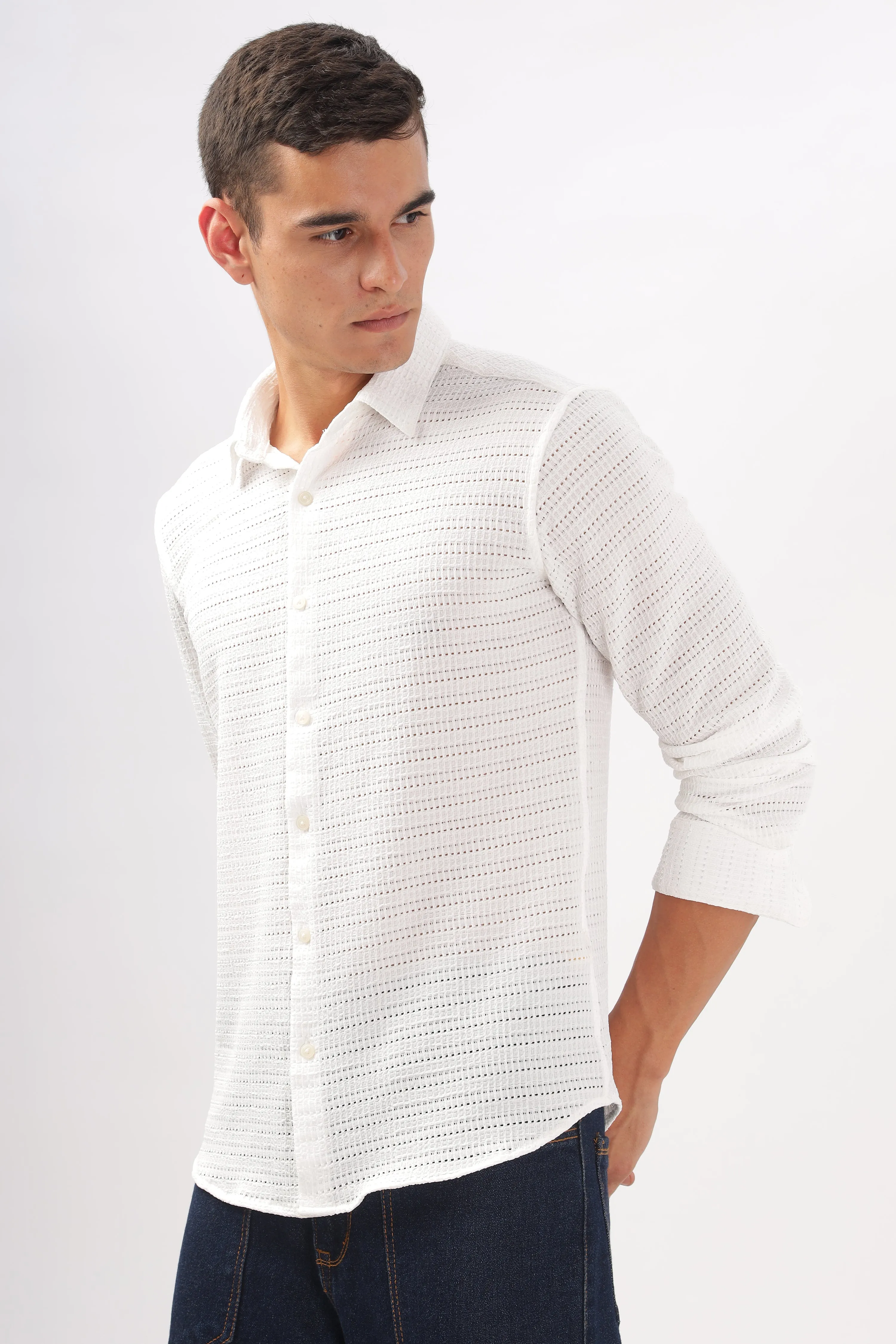 Textured White Shirt