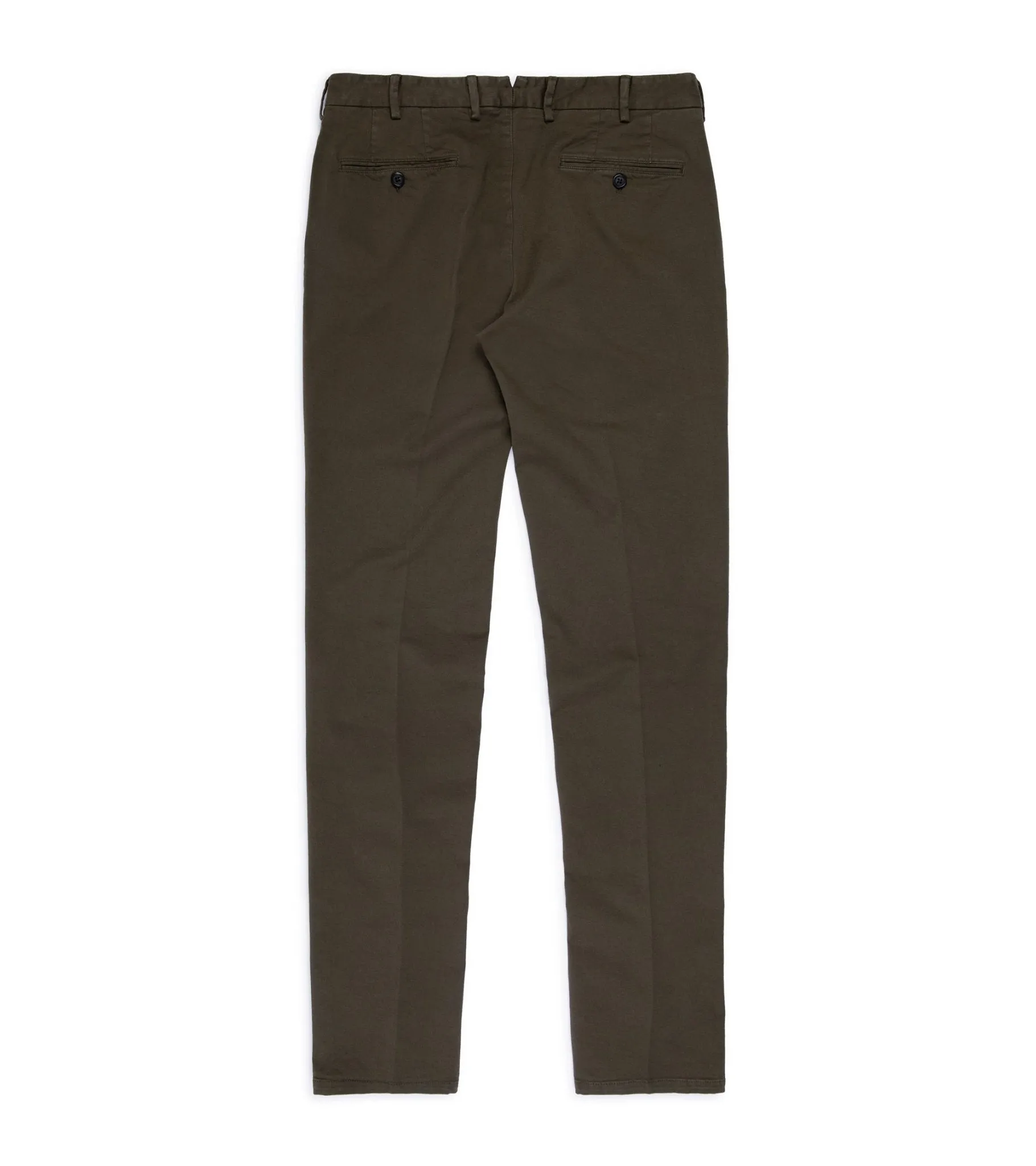 Trunk Welbeck Flat Front Cotton Trousers: Olive