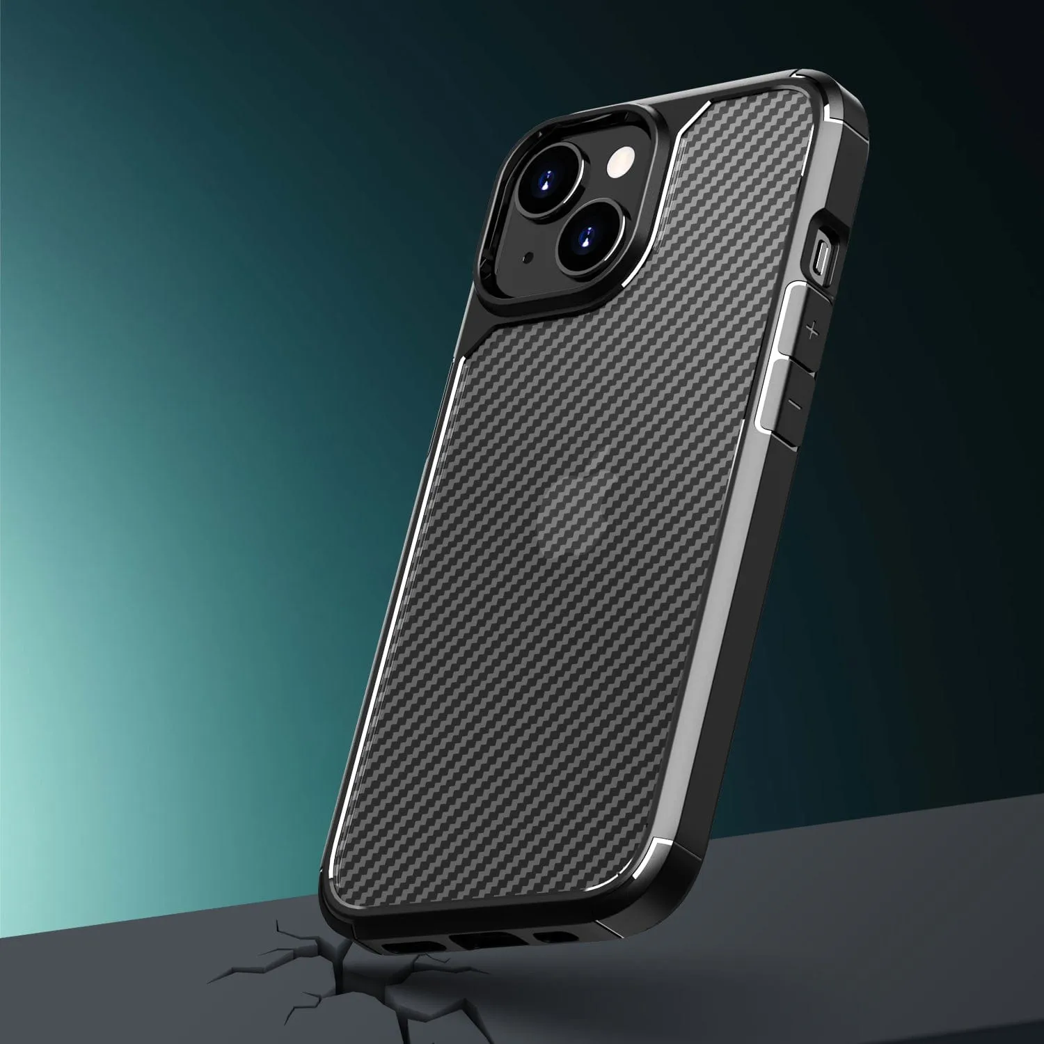 Venture Series Carbon-Fiber Style Anti-Slip Case with Screen and Camera Protector - iPhone 15 Plus