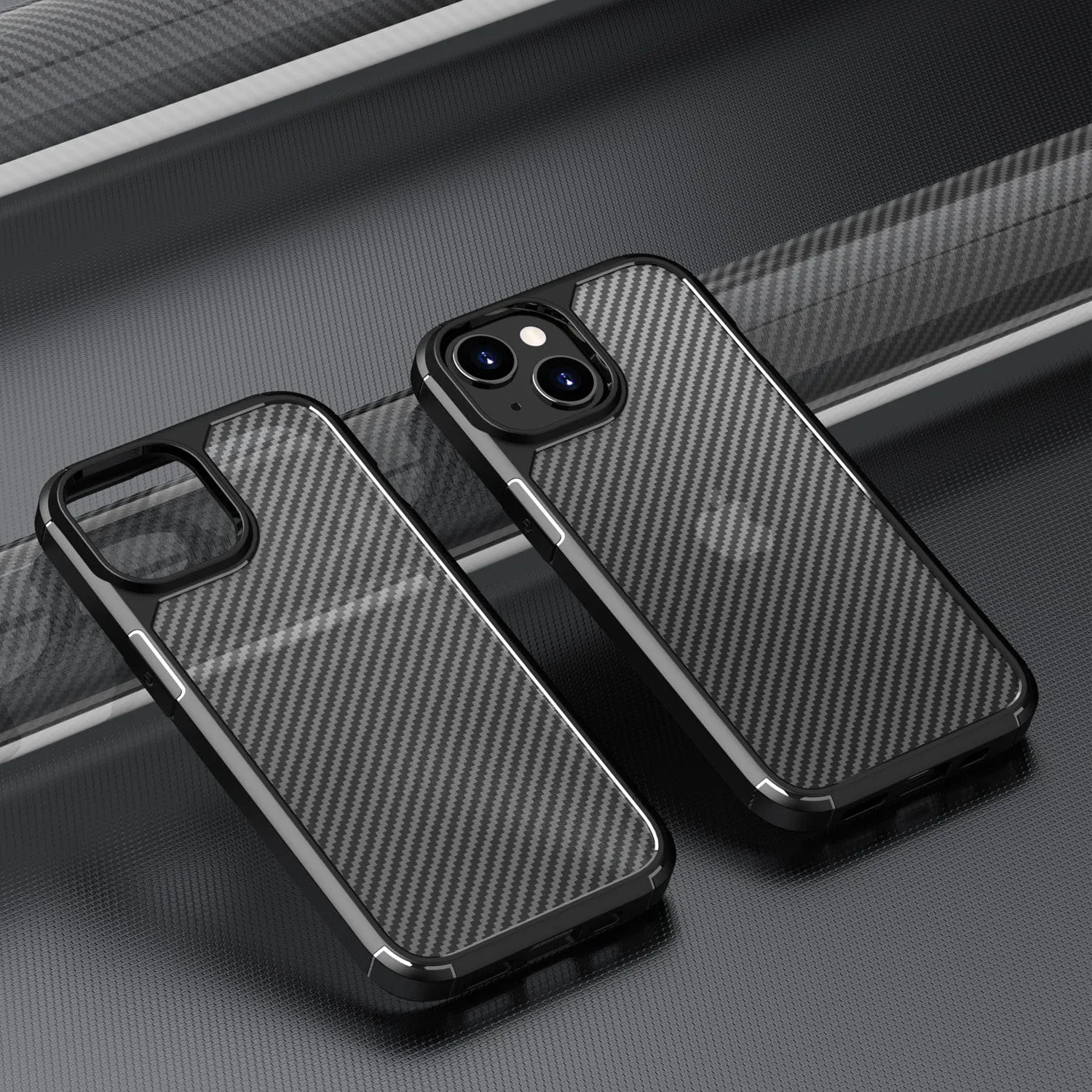 Venture Series Carbon-Fiber Style Anti-Slip Case with Screen and Camera Protector - iPhone 15 Plus