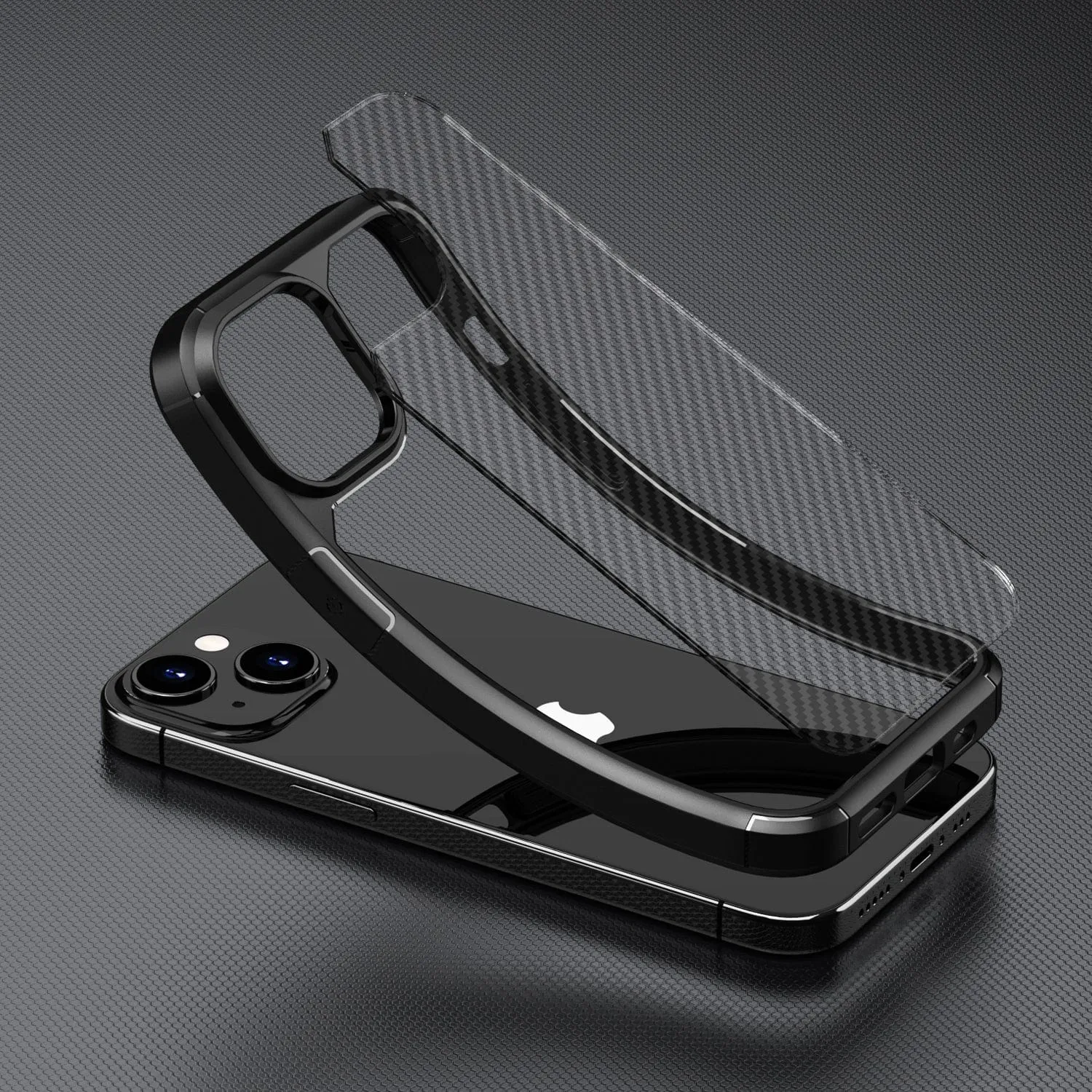 Venture Series Carbon-Fiber Style Anti-Slip Case with Screen and Camera Protector - iPhone 15 Plus