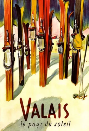 Vintage Ski Poster - Valias