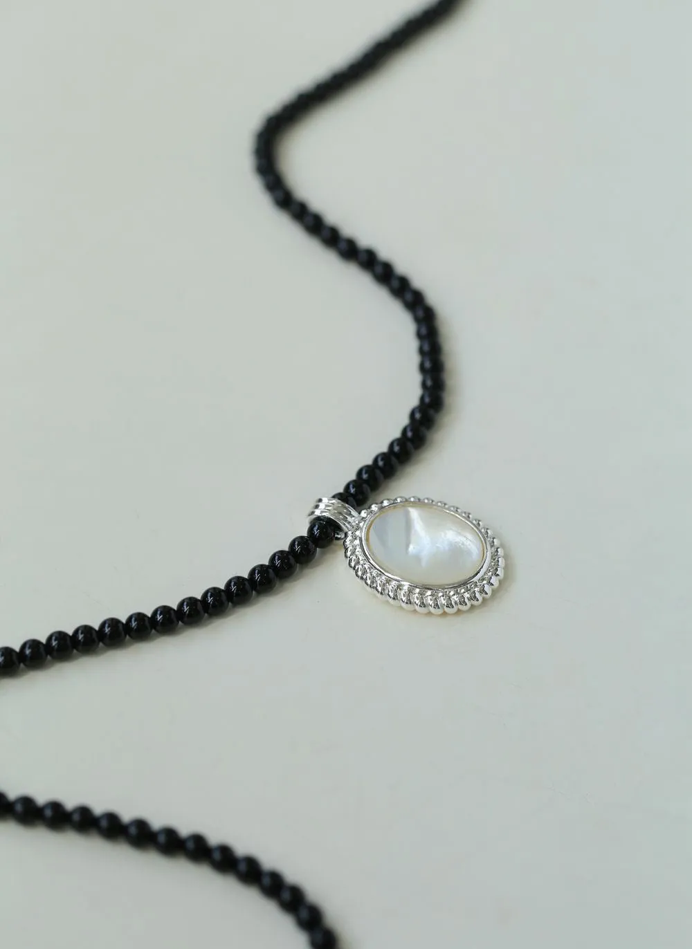 White Shell Black Onyx Necklace