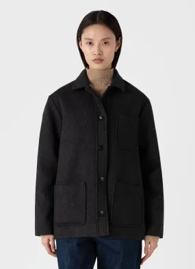 Women's Double Faced Twin Pocket Jacket in Charcoal Melange